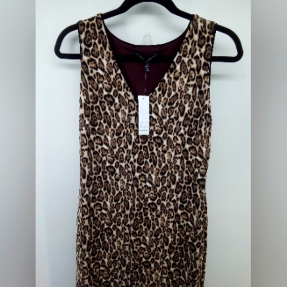 NWT $98 WHBM Leopard Reversable Deep Purple Dress Spandex Blend Sheath S - Picture 11 of 16